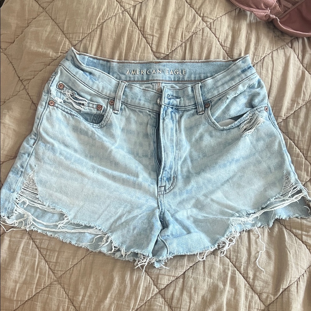 American Eagle Outfitters Distressed Light Blue Jean Shorts